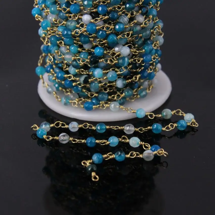 5Meters,Blue Agates Round Bead Rosary Style Chain,Faceted Gems Brass Wire Wrapped Chain DIY Women Sweater chain Jewelry
5Meters,Blue Agates Round Bead Rosary Style Chain,Faceted Gems Brass Wire Wrapped Chain DIY Women Sweater chain Jewelry