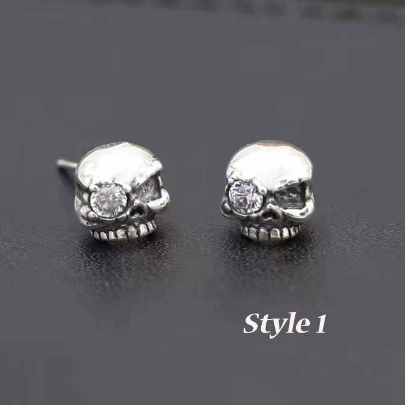 SOQMO New Stud Earring 100% 925 Sterling Silver Earrings Vintage Jewelry Thai for Women Men Personality Skull SQM167 | Украшения и