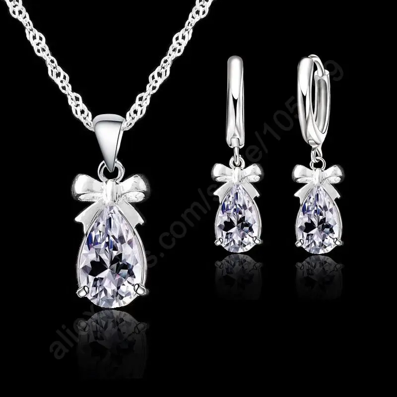 New Gift Set 925 Real Sterling With White Stone Cubic Zirconia Dangle Earring Pendant Necklace Woman Jewelry Set
New Gift Set 925 Real Sterling With White Stone Cubic Zirconia Dangle Earring Pendant Necklace Woman Jewelry Set