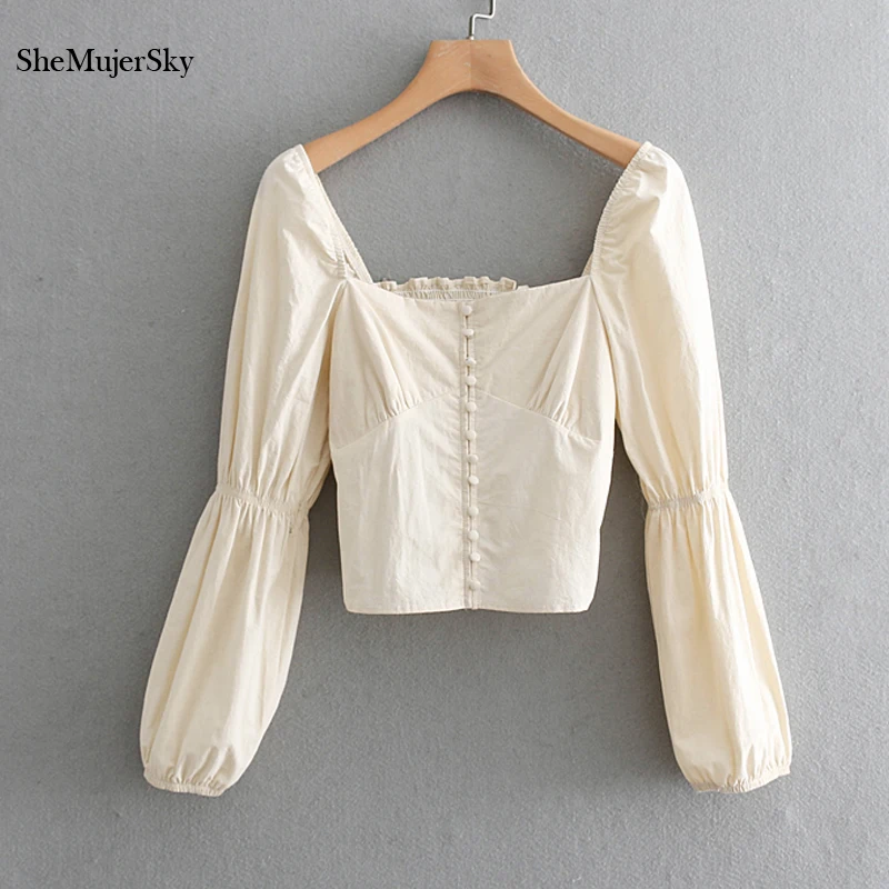 SheMujerSky Vintage Blouse Women Short Ladies Tops Square Collar Retro Long Sleeve Womens Shirts blusas
SheMujerSky Vintage Blouse Women Short Ladies Tops Square Collar Retro Long Sleeve Womens Shirts blusas