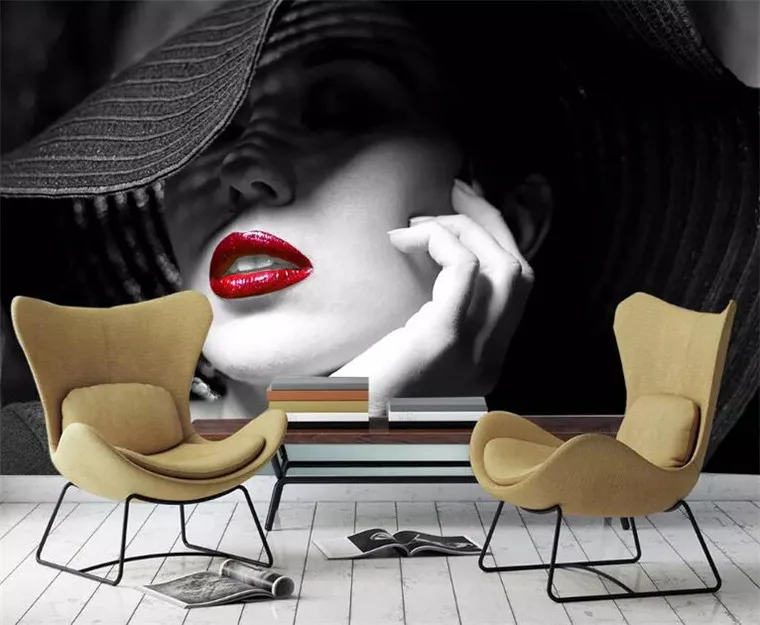 Custom wallpaper black and white contrast color red lips modern minimalist fashion TV sofa background 3d wallpaper
Custom wallpaper black and white contrast color red lips modern minimalist fashion TV sofa background 3d wallpaper