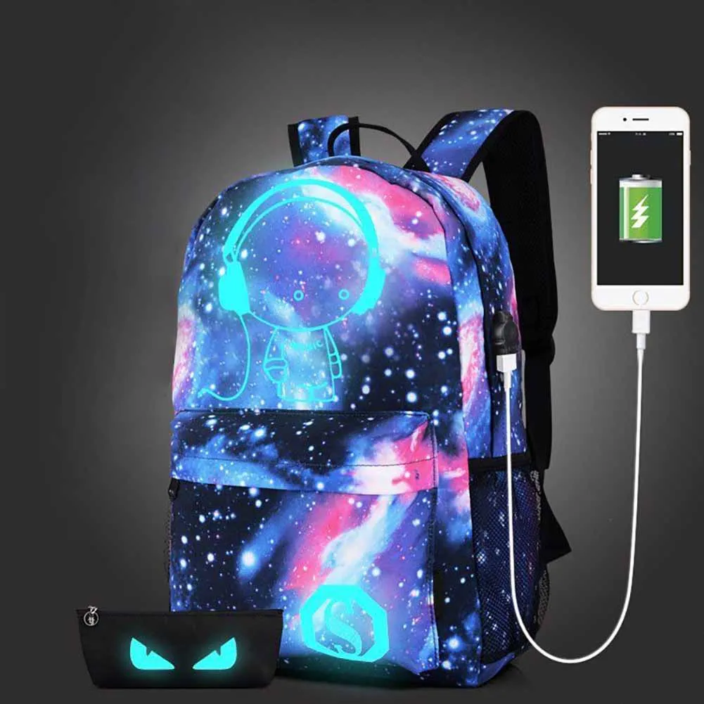 New USB Charger Anti-Theft Children School Bags Space Star Printing Backpack for Teenage Girls Boys Schoolbags ~ | Спорт и
