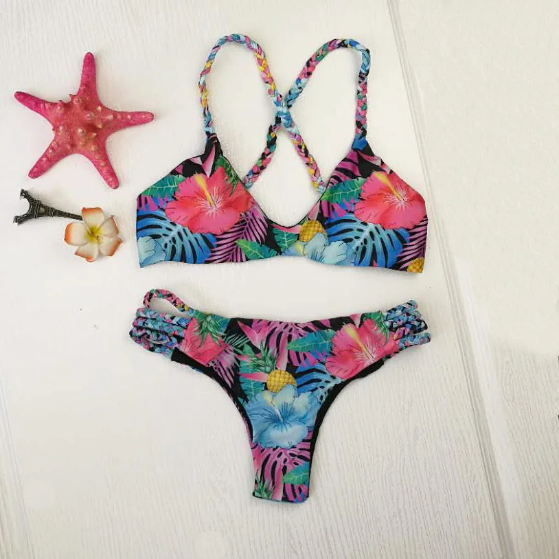 Low Waist Swimsuit Women Bathing Suit Print Micro Bikini set Retro Beachwear Strapy Brazilian Swimwear bikini mete
Low Waist Swimsuit Women Bathing Suit Print Micro Bikini set Retro Beachwear Strapy Brazilian Swimwear bikini mete