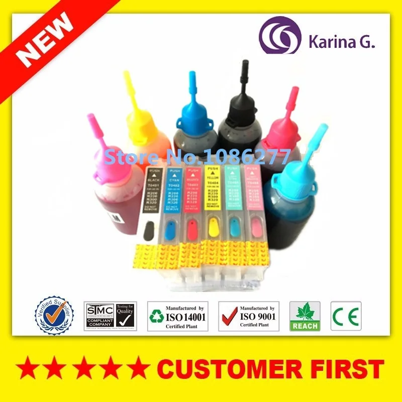 1 set for T0481 refillable ink cartridge + 1 set Dye ink For EPSON STYLUS PHOTO R200/ R300/R300M/RX500/RX600
1 set for T0481 refillable ink cartridge + 1 set Dye ink For EPSON STYLUS PHOTO R200/ R300/R300M/RX500/RX600
