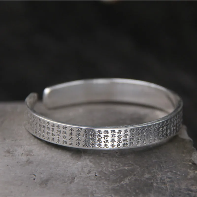 Real Solid 999 Silver Heart Sutra Bangles For Women And Men Chinese Words Vintage Thai Silver Buddhism Cuff Bangles Adjustable
Real Solid 999 Silver Heart Sutra Bangles For Women And Men Chinese Words Vintage Thai Silver Buddhism Cuff Bangles Adjustable