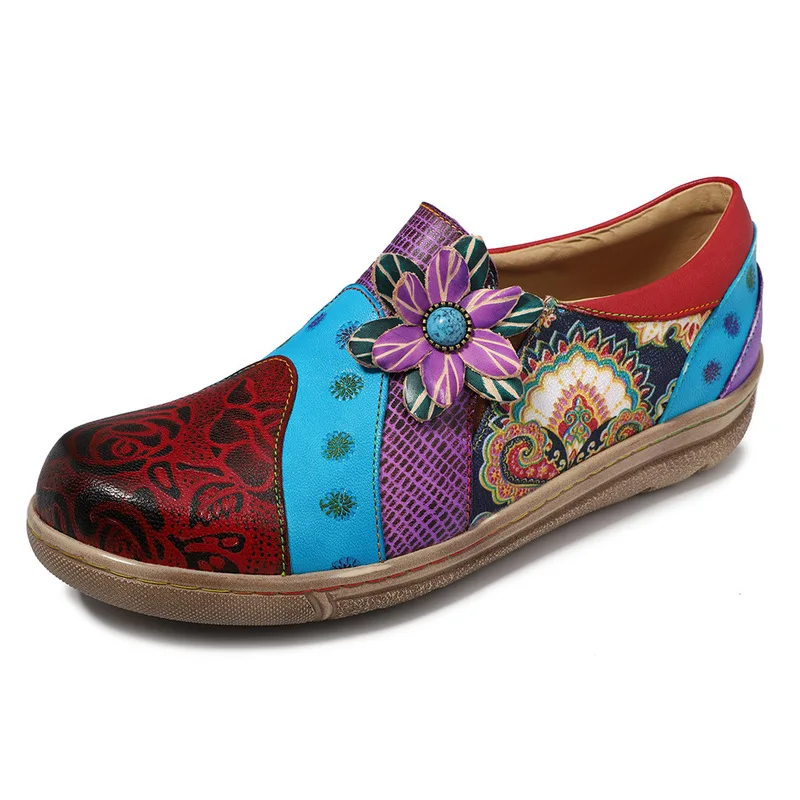 Retro Genuine Leather Splicing Flats Shoes Women Zipper Casual Loafers Soft Sole Sports Shoes Woman Vintage Flower Flats
Retro Genuine Leather Splicing Flats Shoes Women Zipper Casual Loafers Soft Sole Sports Shoes Woman Vintage Flower Flats