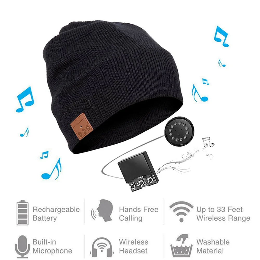 Беспроводная вязаная шапка с Bluetooth зимняя бархатная для бега гарнитура