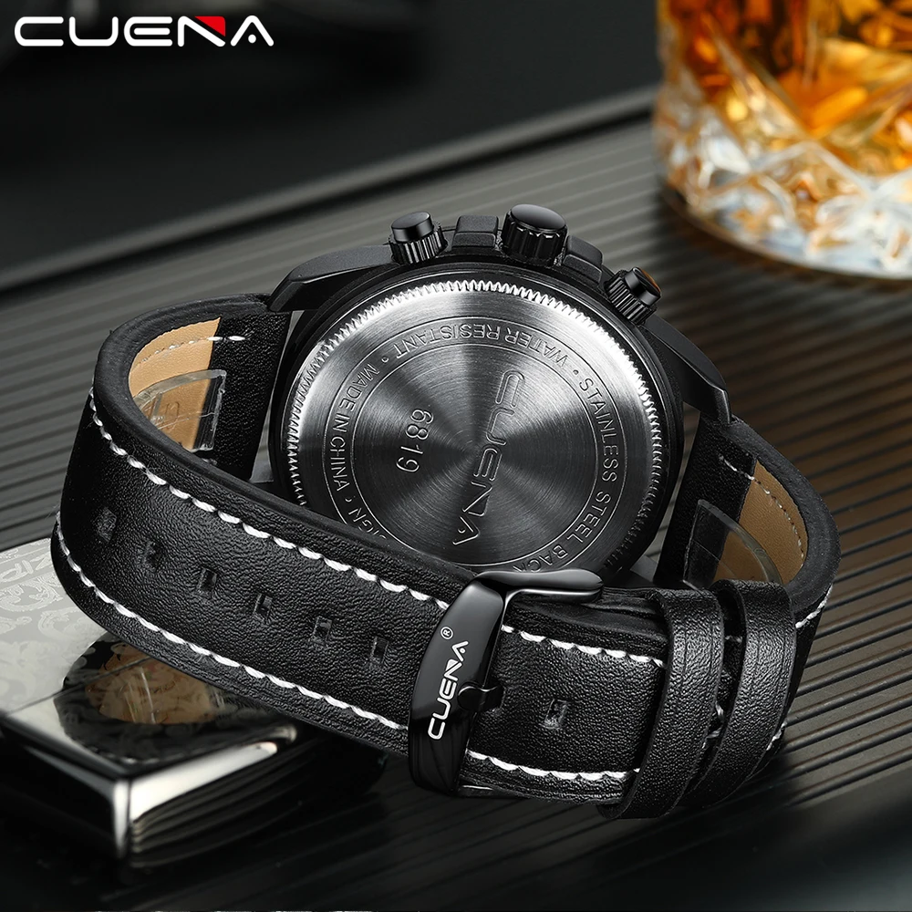 

Top Brand Luxury erkek kol saati High Quality Leather Strap Quartz Watches Chronograph Sports Men Wristwatch Date Male Clock