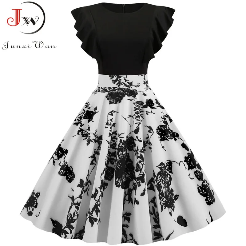Black White Patchwork Floral Print Summer Dress Women 2021 Petal Sleeve Dot Vintage Dress Robe Casual Rockabilly Party Vestidos
Black White Patchwork Floral Print Summer Dress Women 2021 Petal Sleeve Dot Vintage Dress Robe Casual Rockabilly Party Vestidos