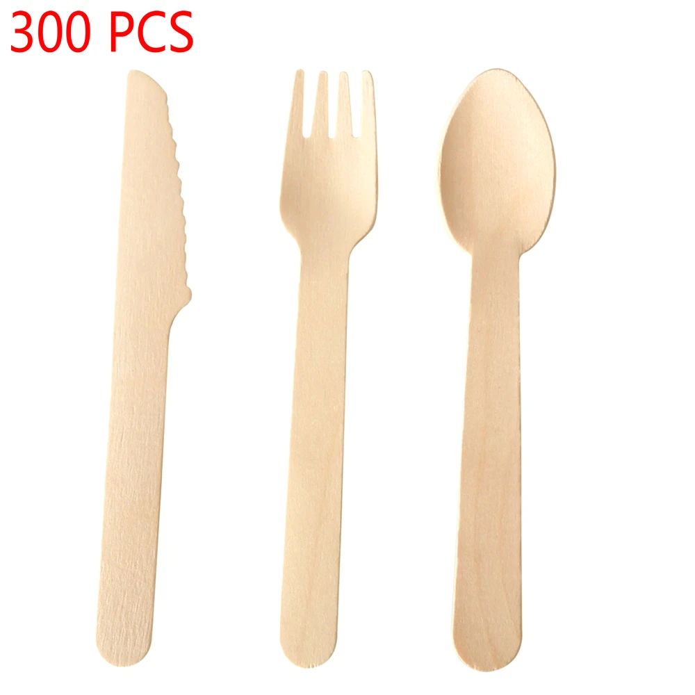 Disposable Wooden Cutlery 300 pack -Forks(100), Knives(100) and Spoons(100), Perfect Alternative For Plastic
Disposable Wooden Cutlery 300 pack -Forks(100), Knives(100) and Spoons(100), Perfect Alternative For Plastic
