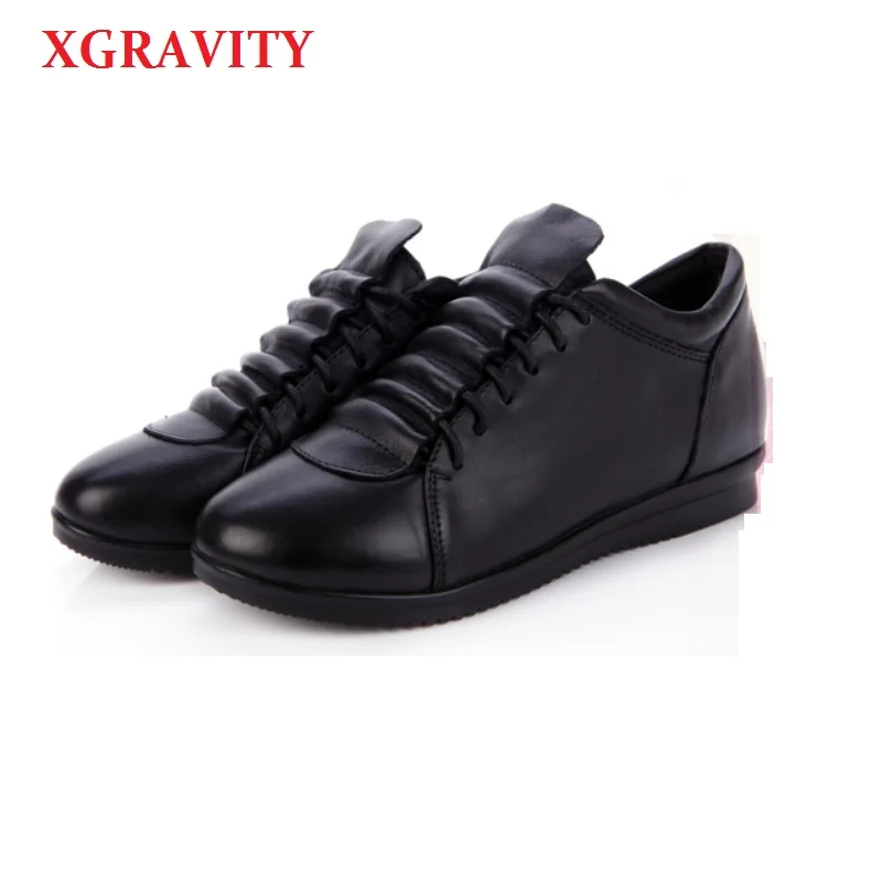 XGRAVITY 2021 Spring Autumn Lady Fashion Genuine Leather Heel Increasing Wedges Casual Round Toe Black Leisure SHoes A011
XGRAVITY 2021 Spring Autumn Lady Fashion Genuine Leather Heel Increasing Wedges Casual Round Toe Black Leisure SHoes A011