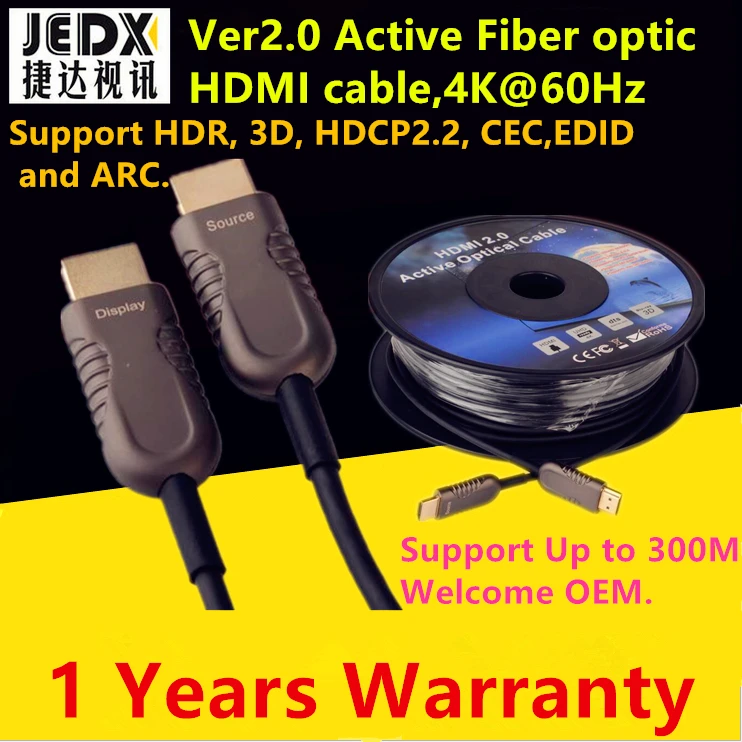 HDMI Cable 50ft (15M)Fiber Optic HDMI2.0 Cable 4K 60HZ High Speed Support 18Gbps,HDR,3D Subsampling 4:4:4/4:2:2/4:2:0 UP to 300m
HDMI Cable 50ft (15M)Fiber Optic HDMI2.0 Cable 4K 60HZ High Speed Support 18Gbps,HDR,3D Subsampling 4:4:4/4:2:2/4:2:0 UP to 300m