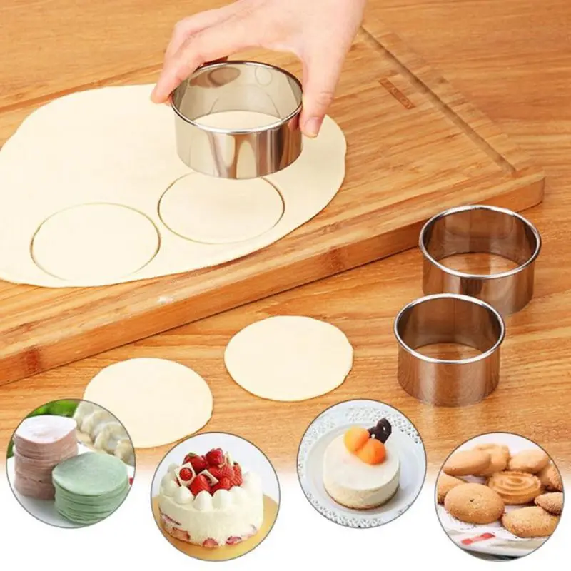 Stainless Steel Dumplings Wrapper Molds Cutter Set Maker Tools Round Biscuit Pastry Dough Cutting Tool | Дом и сад