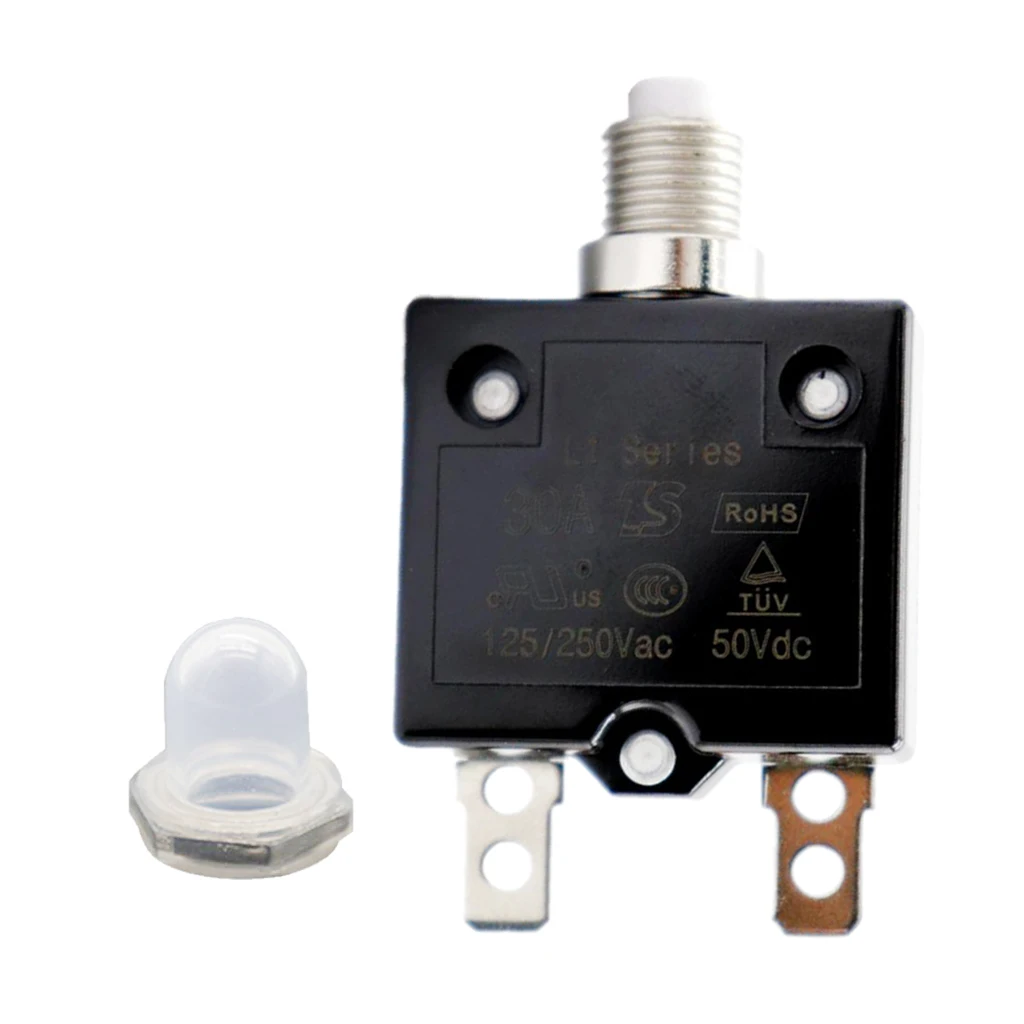 1 Set 30A Circuit Breaker Overload Protector & Waterproof Cap Switch Fuse Resettable AC 125/250V Manual Reset Button
1 Set 30A Circuit Breaker Overload Protector & Waterproof Cap Switch Fuse Resettable AC 125/250V Manual Reset Button