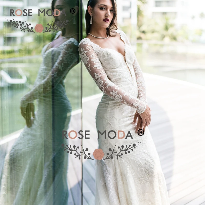 Rose Moda Long Sleeves Lace Wedding Dress 2019 Backless Destination Bridal Dress
Rose Moda Long Sleeves Lace Wedding Dress 2019 Backless Destination Bridal Dress