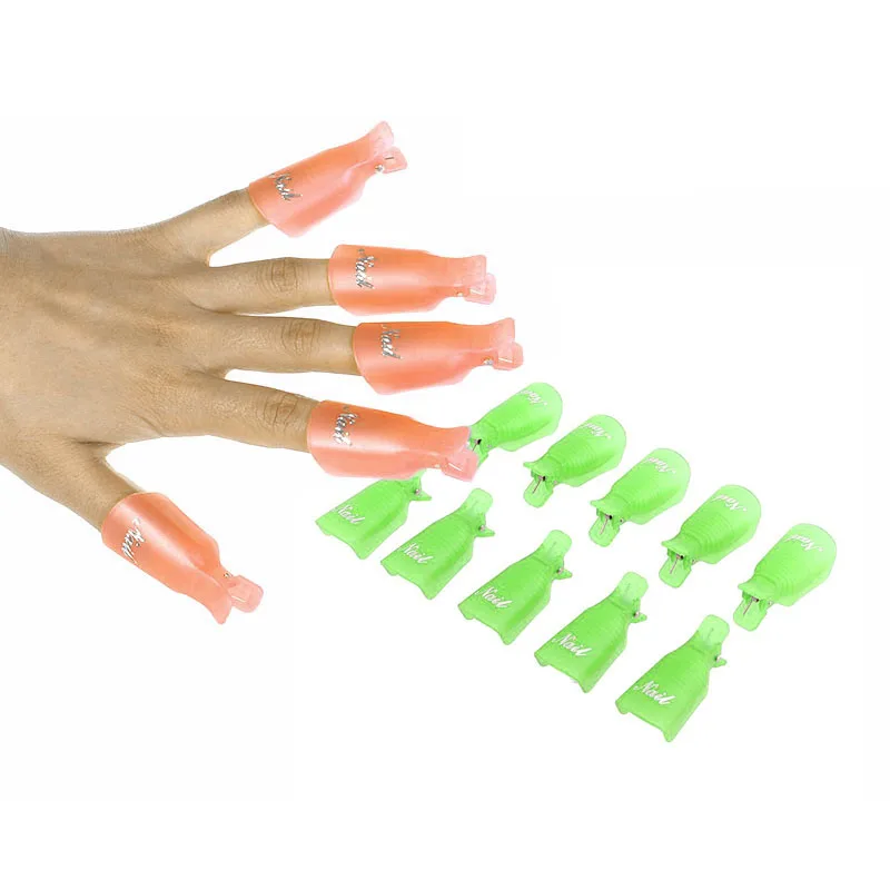 10PC Gel Nail Polish Art Plastic Remover Soak Off Cap Clip UV Wrap Tool fluid for removal of varnish Apr24#2 | Красота и здоровье