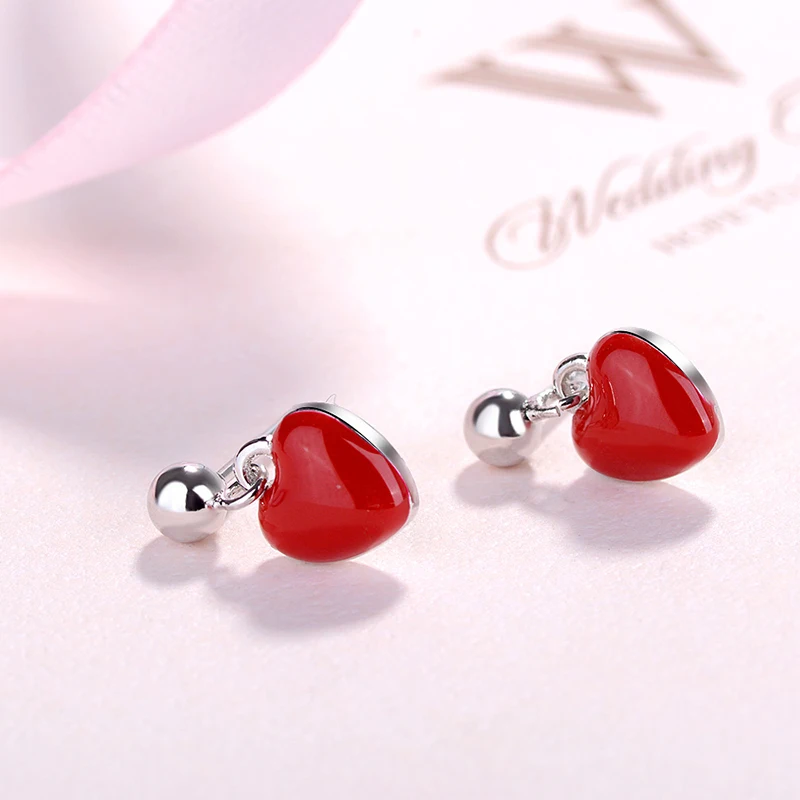 MEYRROYU New 925 Sterling Silver Cute Red Heart-Shaped Simple Earrings Fashion Celebration Engagement Jewelry Ladies Gift
MEYRROYU New 925 Sterling Silver Cute Red Heart-Shaped Simple Earrings Fashion Celebration Engagement Jewelry Ladies Gift