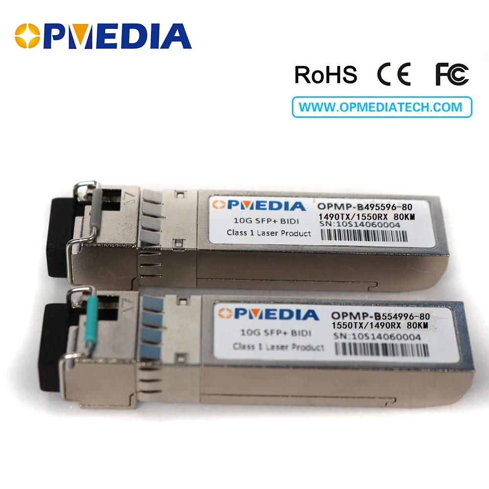 10Gb/s BIDI SFP+ 80km Transceiver 10G SFP BIDI 80KM 1490nm TX/1550nm RX OR 1550nm TX/1490nm RX
10Gb/s BIDI SFP+ 80km Transceiver 10G SFP BIDI 80KM 1490nm TX/1550nm RX OR 1550nm TX/1490nm RX