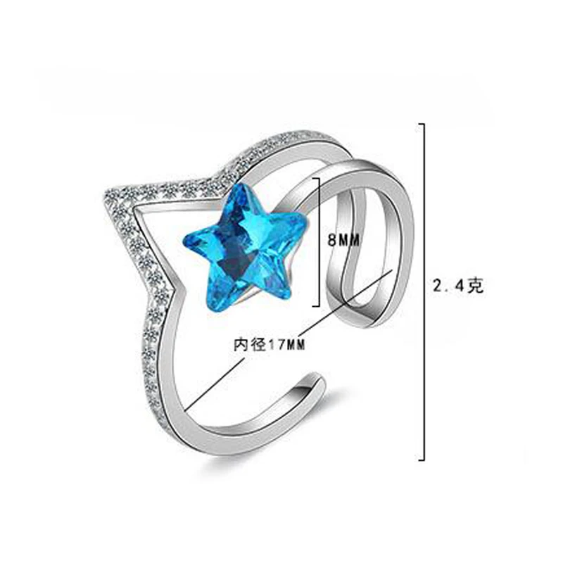 Utimtree New Arrival Five Star Blue Crystal Adjustabale Silver Rings for Women Girl Party Jewelry CZ Zircon Crystal Finger Ring
Utimtree New Arrival Five Star Blue Crystal Adjustabale Silver Rings for Women Girl Party Jewelry CZ Zircon Crystal Finger Ring