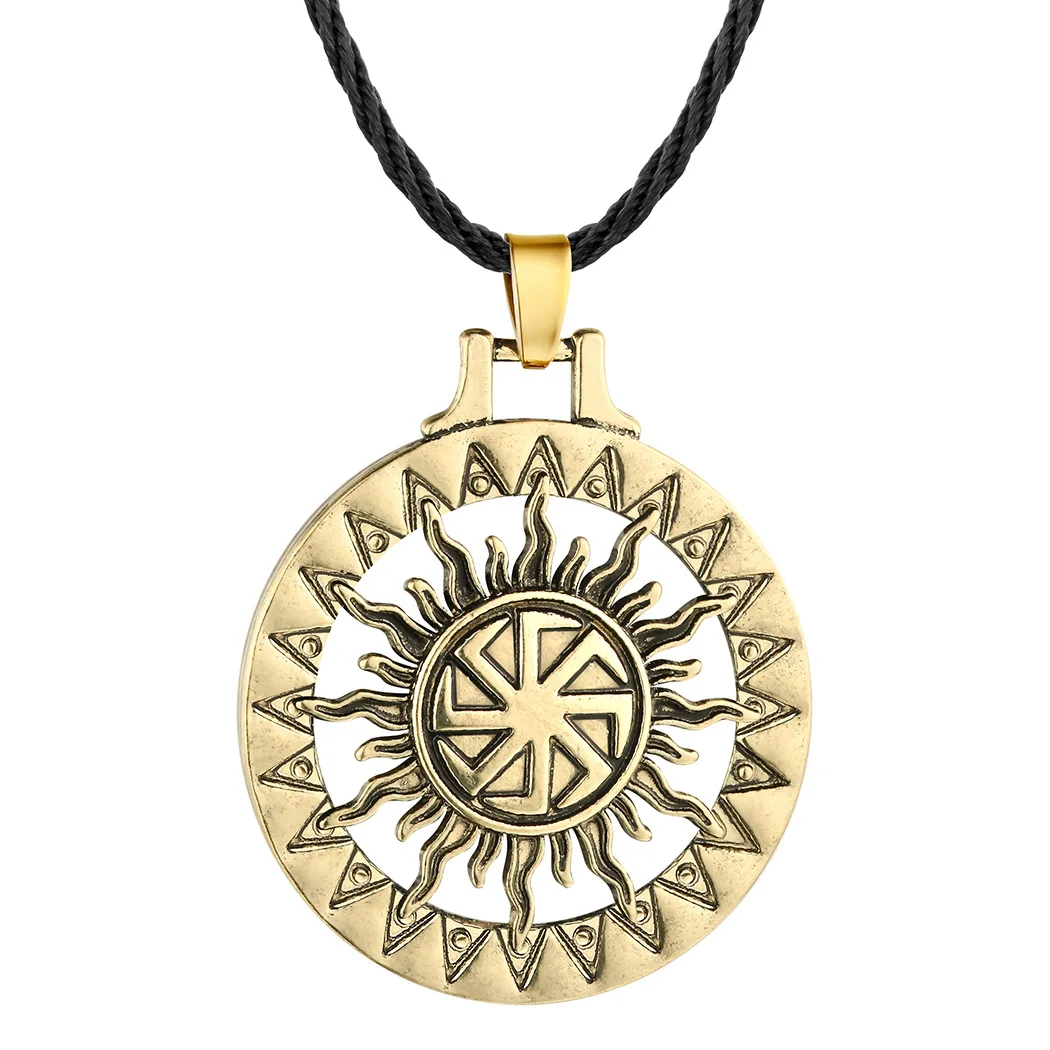Модное славянское ожерелье Lychee с круглым геометрическим кулоном в виде солнца