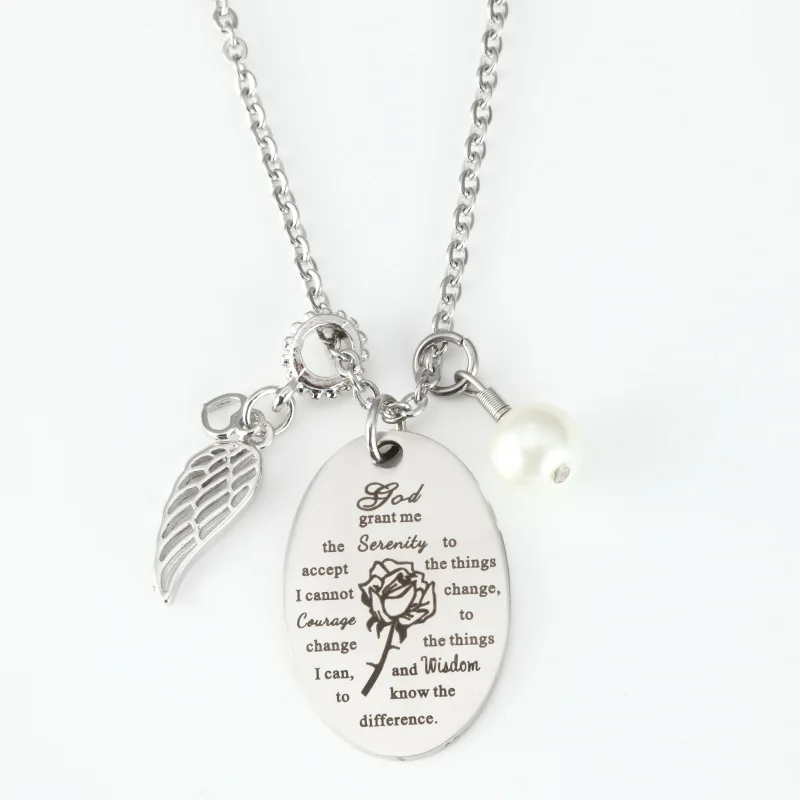 10pcs Lettering Necklace Angel Wings God grant me the serenity Stainless Steel Simple Necklace Fashion Jewelry
10pcs Lettering Necklace Angel Wings God grant me the serenity Stainless Steel Simple Necklace Fashion Jewelry