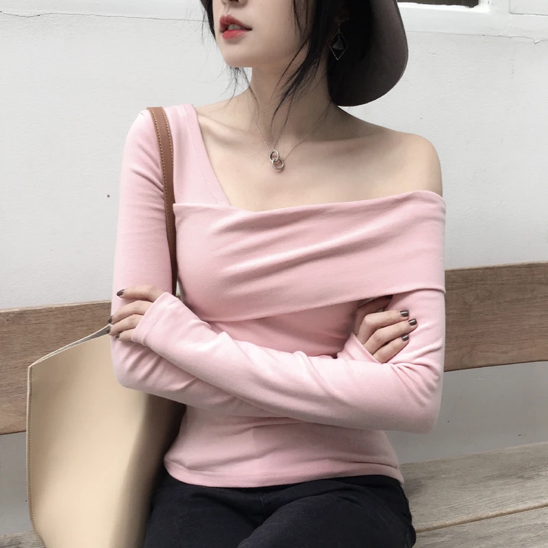 2019 women's blouse woman sexy shoulder shirt slim long sleeved-shirt shirt white shirts Solid Full Slash neck
2019 women's blouse woman sexy shoulder shirt slim long sleeved-shirt shirt white shirts Solid Full Slash neck