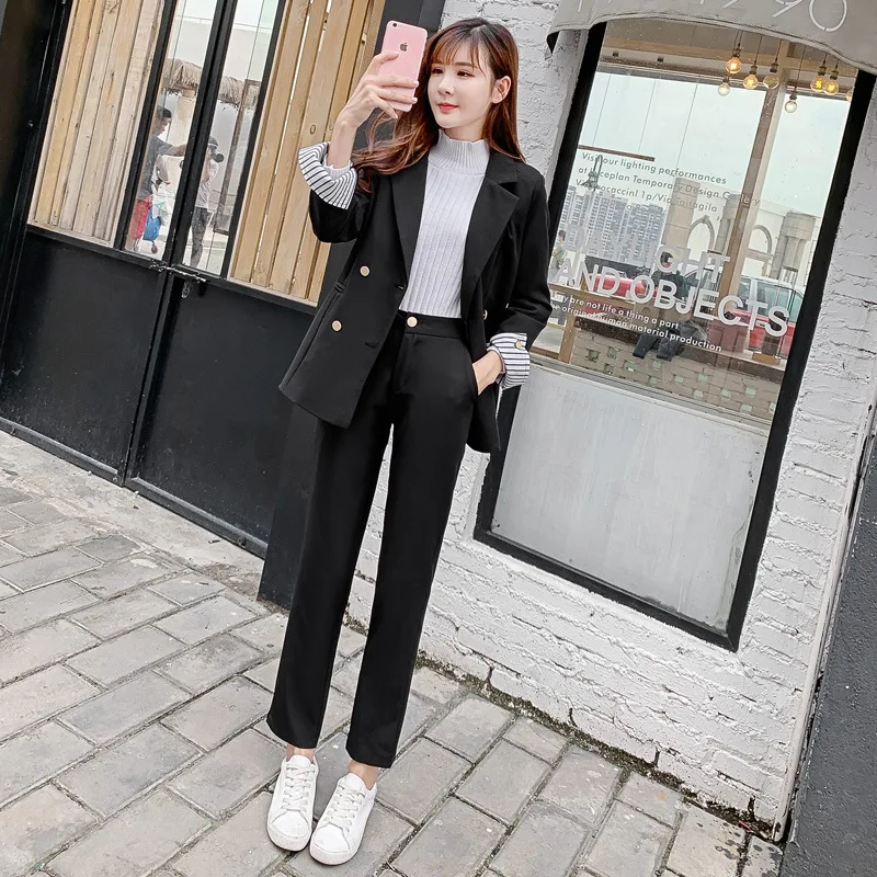 Autumn and winter suit women's slim small suit casual pants two-piece 2019 new thick temperament women's clothes matching sets
Autumn and winter suit women's slim small suit casual pants two-piece 2019 new thick temperament women's clothes matching sets