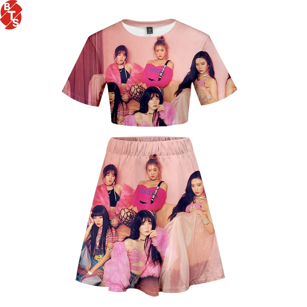 Red Velvet 3D Printed Women Two Piece Sets Fashion Summer Short Sleeve Crop Tops+Skirts 2019 Hot Sale Casual Streetwear Clothes
Red Velvet 3D Printed Women Two Piece Sets Fashion Summer Short Sleeve Crop Tops+Skirts 2019 Hot Sale Casual Streetwear Clothes