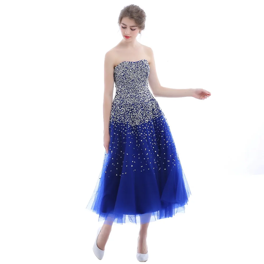 BRLMALL Hot Sale Royal Blue Crystal Beaded Crystal Prom Dresses vestido De Festa Strapless Backless Tea Length Party Gowns
BRLMALL Hot Sale Royal Blue Crystal Beaded Crystal Prom Dresses vestido De Festa Strapless Backless Tea Length Party Gowns