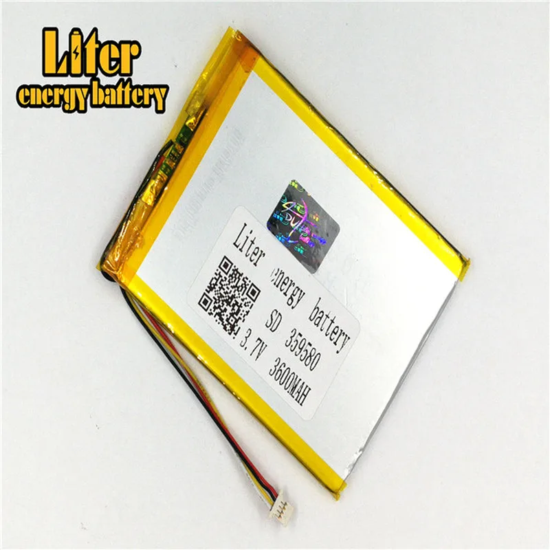 plug 1.0-4P 359580 Rechargeable high quality LiPo 3.7v 3600mAh lithium ion polymer battery
plug 1.0-4P 359580 Rechargeable high quality LiPo 3.7v 3600mAh lithium ion polymer battery