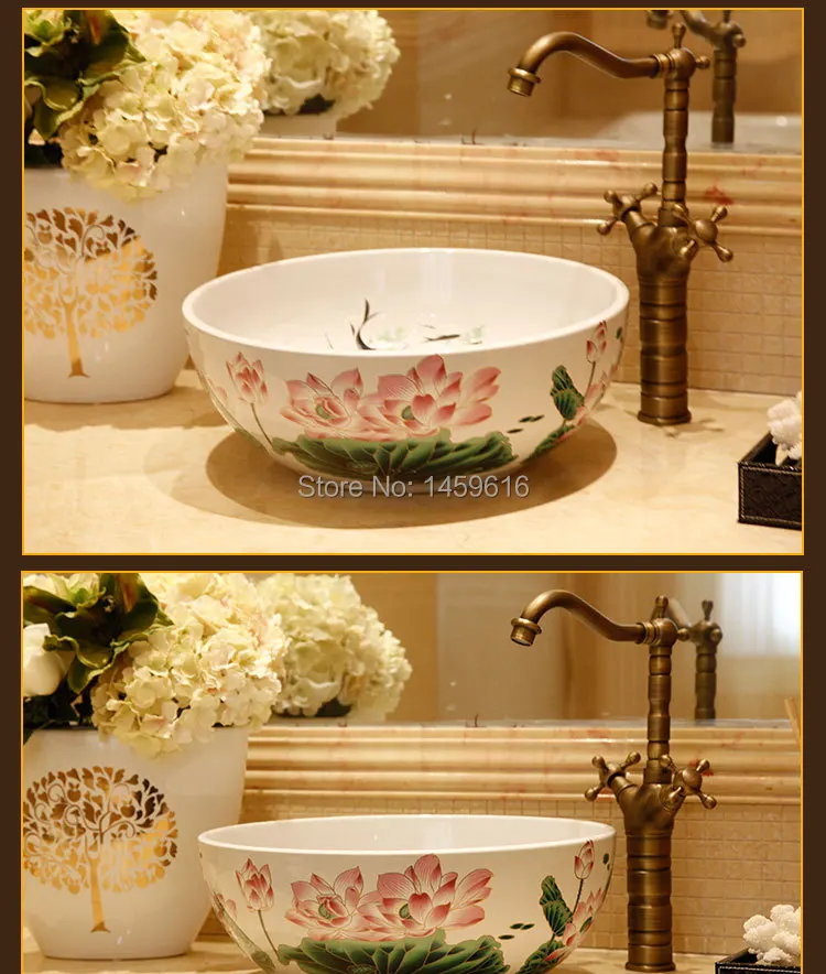 Round Bathroom Ceramic Counter Top Wash Basin Cloakroom Hand Painted Vessel Sink bowl 5011
Round Bathroom Ceramic Counter Top Wash Basin Cloakroom Hand Painted Vessel Sink bowl 5011