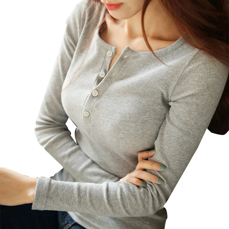 Фото Женская футболка с v образным вырезом и длинным рукавом однотонные повседневные