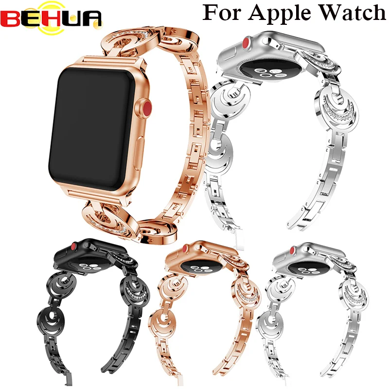 Strap For Apple Watch Band with Rhinestone 38mm/42mm Metal Band for iWatch Series 3 2 1 Smart Watch Sun and moon Style watchband
Strap For Apple Watch Band with Rhinestone 38mm/42mm Metal Band for iWatch Series 3 2 1 Smart Watch Sun and moon Style watchband