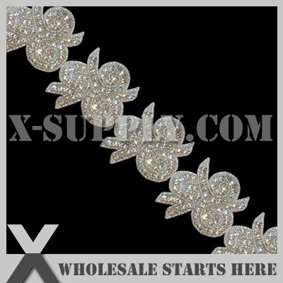 (6cm Width) Sheila Rhinestone Applique Trimming,Clear Color Rhinestone in White Base,X1-RAT1039
(6cm Width) Sheila Rhinestone Applique Trimming,Clear Color Rhinestone in White Base,X1-RAT1039