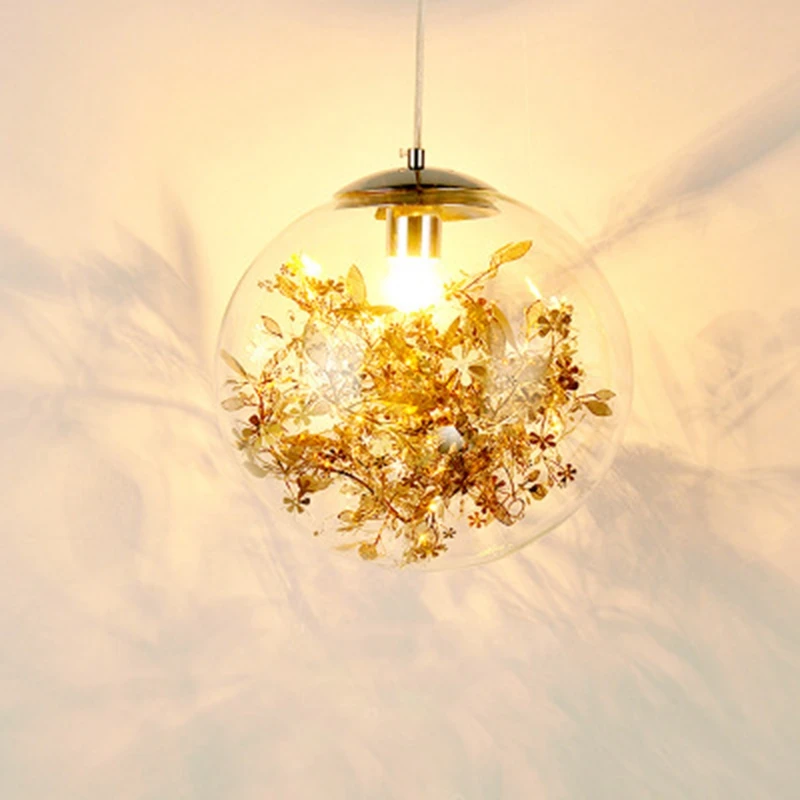 LukLoy Modern Pendant light Glass Ball Lamp with Metal Leaf Flower Glass Kitchen Bedside Hanging Lamp Kitchen Suspension Light
LukLoy Modern Pendant light Glass Ball Lamp with Metal Leaf Flower Glass Kitchen Bedside Hanging Lamp Kitchen Suspension Light
