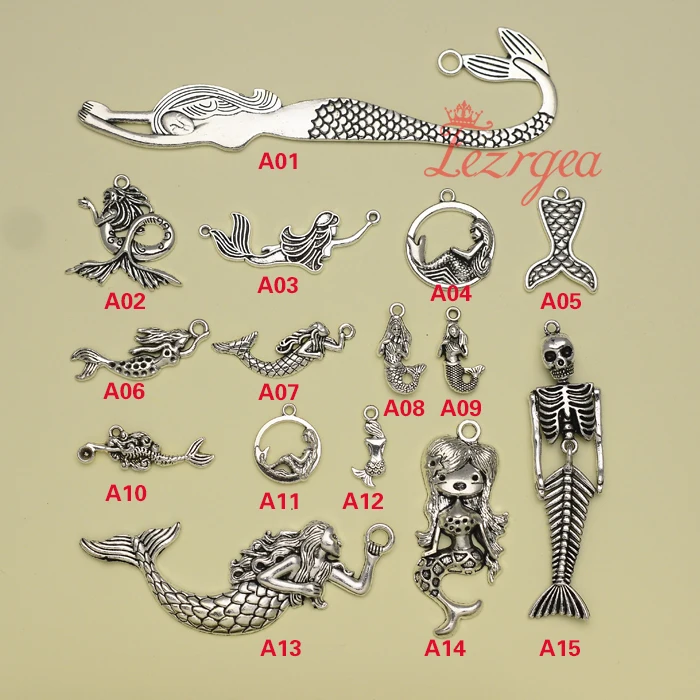 Mermaid Charms, Antique Silver plated Mermaid Charms Pendants Making DIY Handmade Tibetan Beach Ocean Jewelry making.
Mermaid Charms, Antique Silver plated Mermaid Charms Pendants Making DIY Handmade Tibetan Beach Ocean Jewelry making.