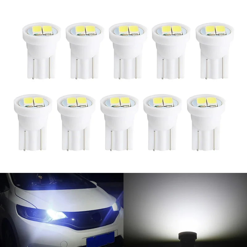 10 шт. T10 W5W Светодиодная лампа 2 SMD LED белый синий красный 194 168 5630 Автомобильный