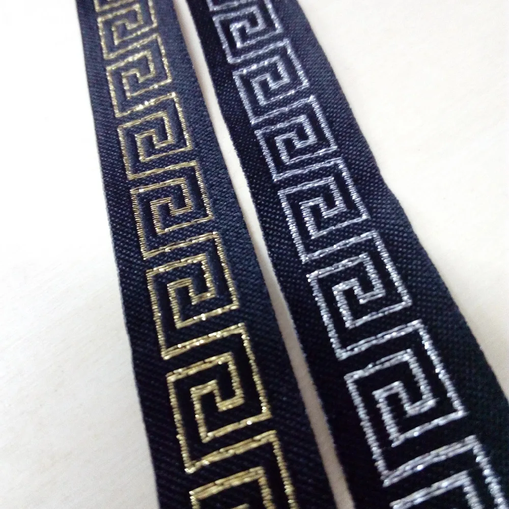 2cm 20mm 7/8 Quality Classic Filigree Golden Silver Black Greek Key Garment Costume Ethnic Trim National Jacquard Webbing Ribbon | Дом и сад