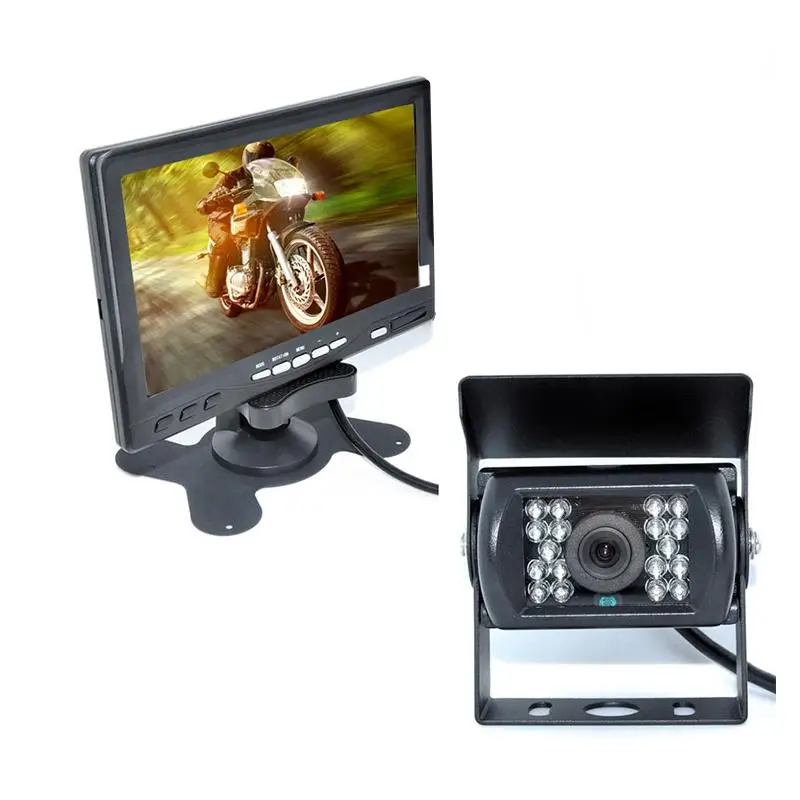 

12-24V Car Reversing Kit 7" TFT LCD Monitor + CCD IR Backup Camera For Van/Truck
