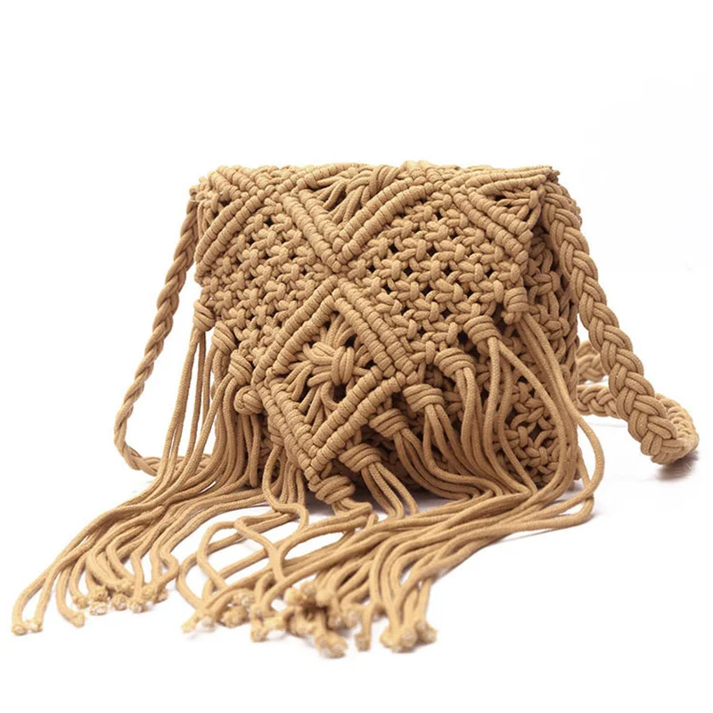 Hot 2019 Cotton Rope Hand-Woven Messenger Bag Fashion Straw Bag Women Tassel Beach Bag Bohemia Style Portable Messenger Handbags
Hot 2019 Cotton Rope Hand-Woven Messenger Bag Fashion Straw Bag Women Tassel Beach Bag Bohemia Style Portable Messenger Handbags