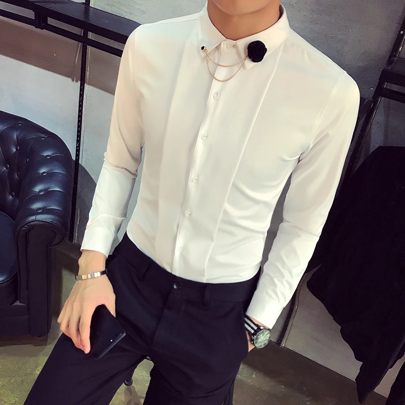Hot Sale High Quality Tuxedo Shirt Men Slim Fit Long Sleeve Solid Social Party Dress Shirts Night Club Casual Blouses Homme
Hot Sale High Quality Tuxedo Shirt Men Slim Fit Long Sleeve Solid Social Party Dress Shirts Night Club Casual Blouses Homme
