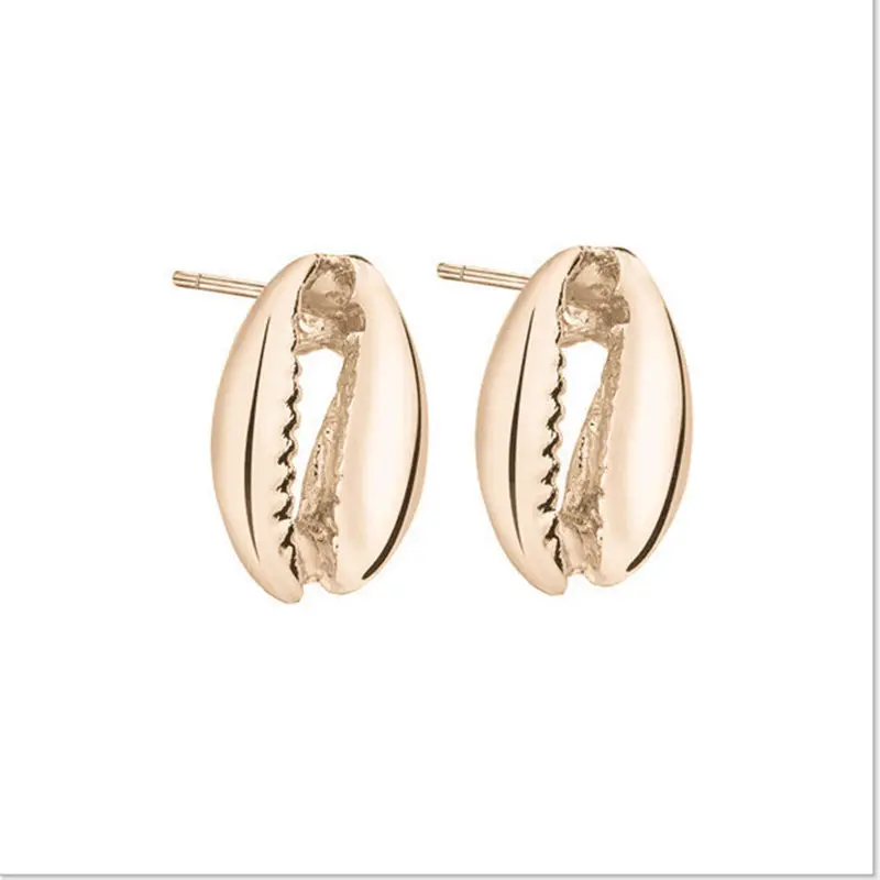 2019 NEW gold silver color metal texture sweet girl simple Shell cute Stud Earring Women Jewelry | Украшения и аксессуары