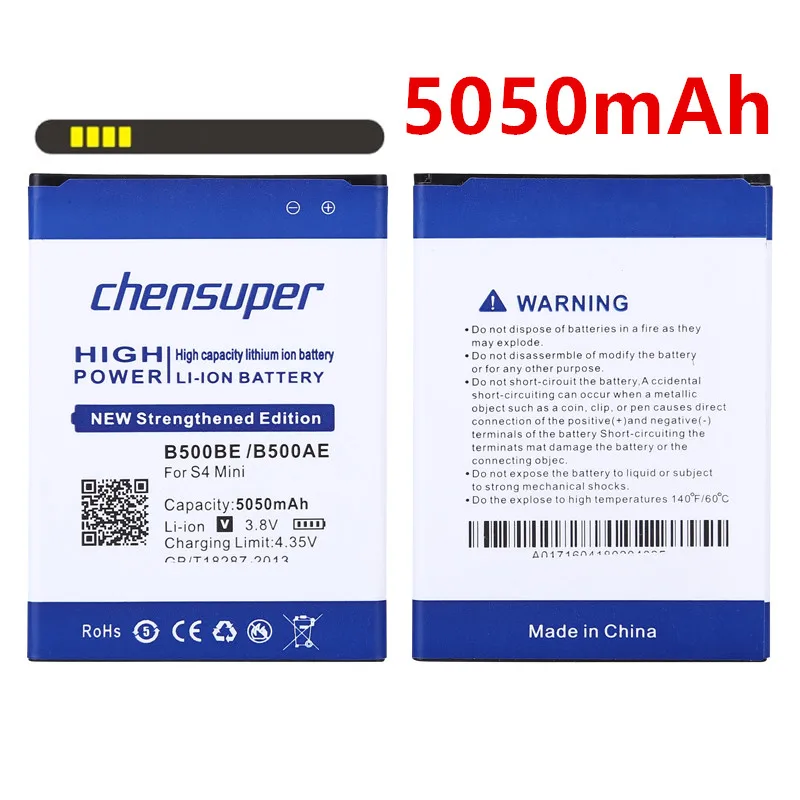 NEW chensuper 5050mAh B500BE B500AE Battery for samsung galaxy mini s4 i9190 I9198 I9192 i9195 s4mini
NEW chensuper 5050mAh B500BE B500AE Battery for samsung galaxy mini s4 i9190 I9198 I9192 i9195 s4mini