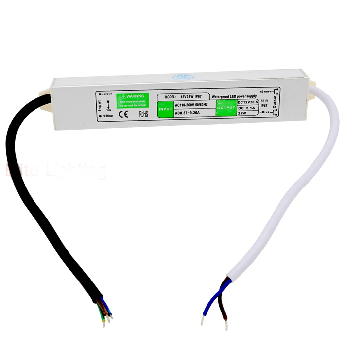 

AC/DC 12V 2.08A 25W Waterproof IP67 Long Aluminum Alloy LED Switching Power Supply Converter Driver Transformer Adapter