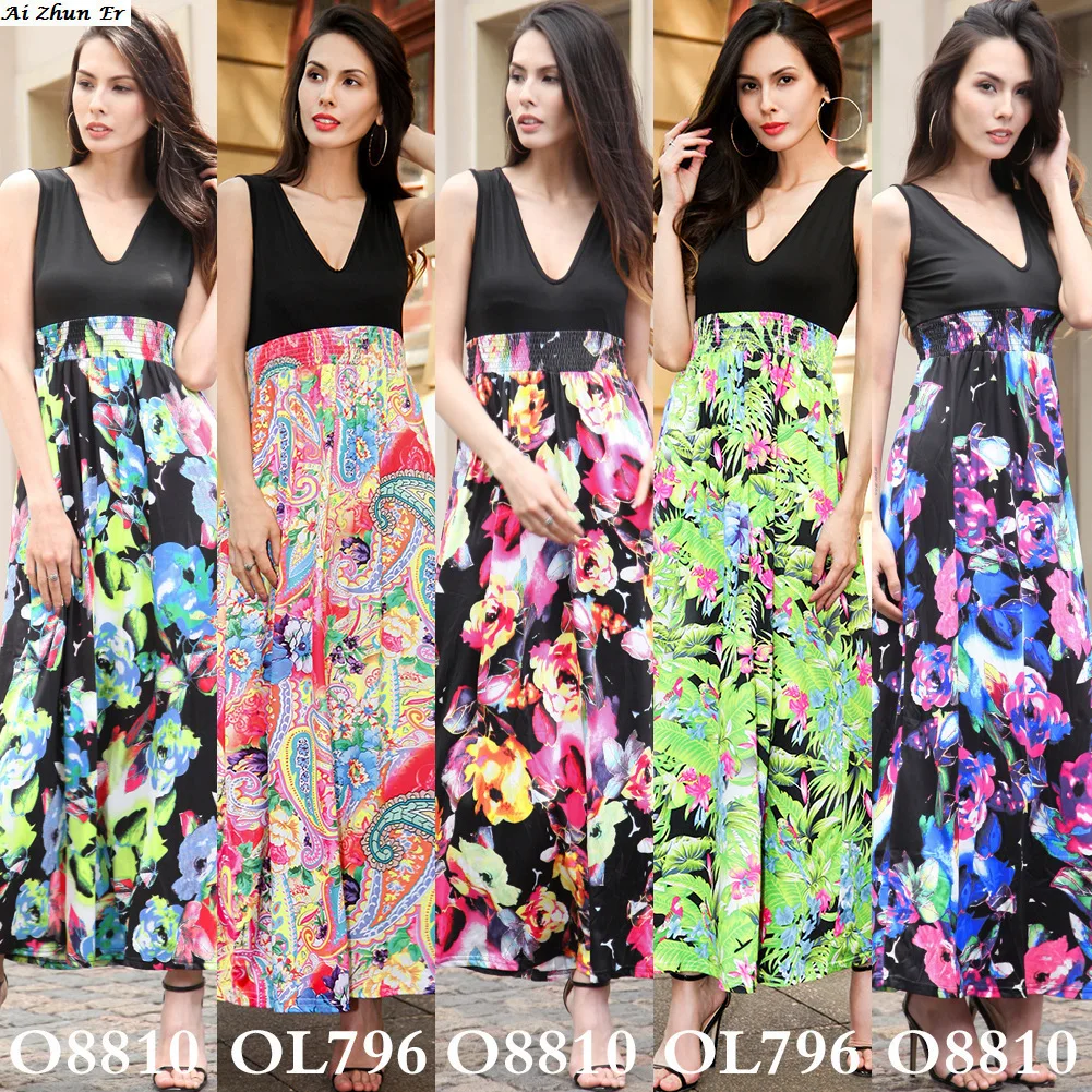 Фото Aizhuner Мода V платье печати Longuette женщина платье|v dress|fashion women dresswomen dress |