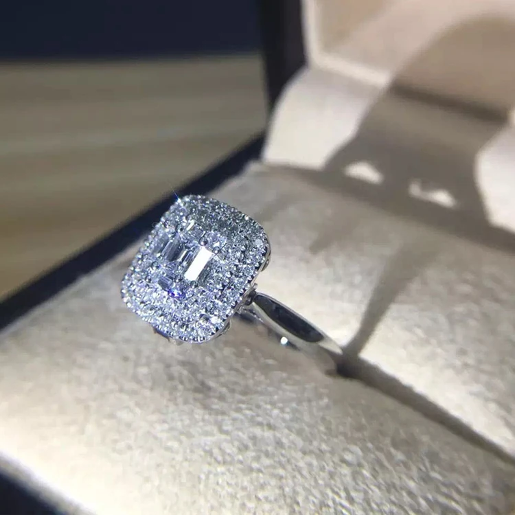 LASAMERO 0.69CT Square Cut 11*11mm Certified Natural Diamond Ring 18k Gold Real Engagement Wedding Gemstone | Украшения и