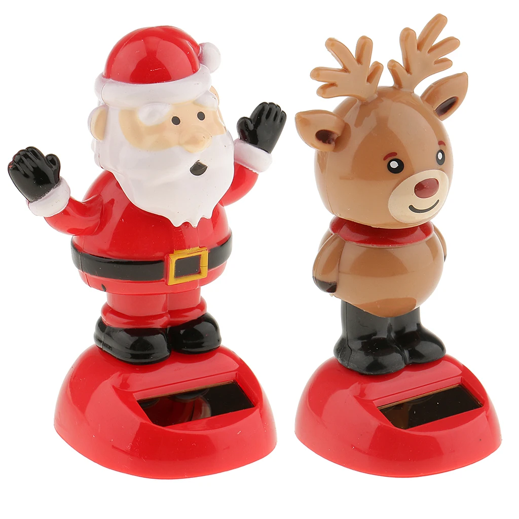 2pcs Solar Powered Santas Elk Dancing Swinging Bobble Model Doll Car Decoration Ornaments Solar Toys
2pcs Solar Powered Santas Elk Dancing Swinging Bobble Model Doll Car Decoration Ornaments Solar Toys