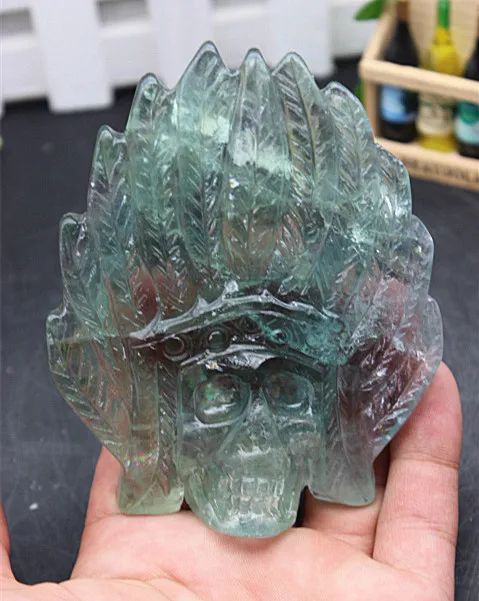 Natural quartz crystal green fluorite sculpture skull aura sculpture home decoration accessories 217g
Natural quartz crystal green fluorite sculpture skull aura sculpture home decoration accessories 217g