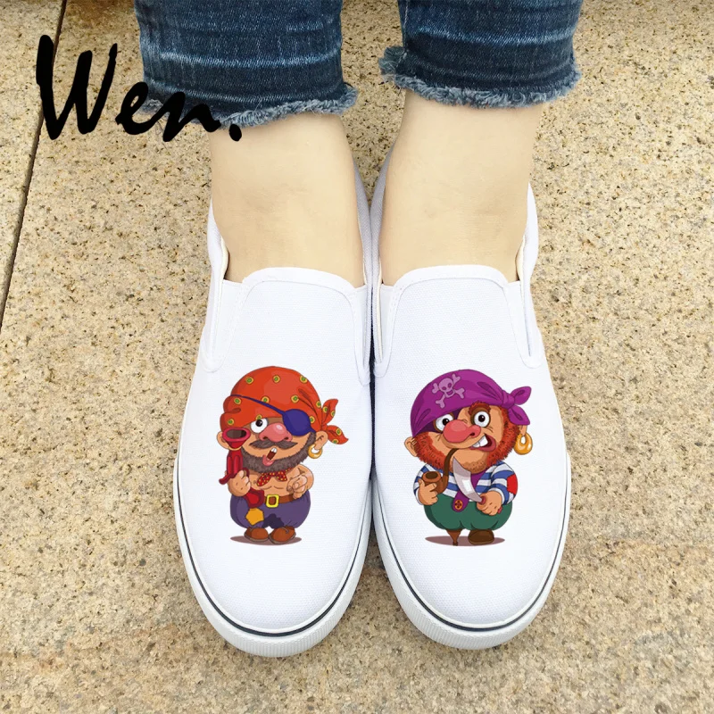 Wen Men Women White Black Sneakers Cartoon Image Turbaned Pirate Original Design Canvas Rubber Shoes Slip On Lazy Plimsolls
Wen Men Women White Black Sneakers Cartoon Image Turbaned Pirate Original Design Canvas Rubber Shoes Slip On Lazy Plimsolls