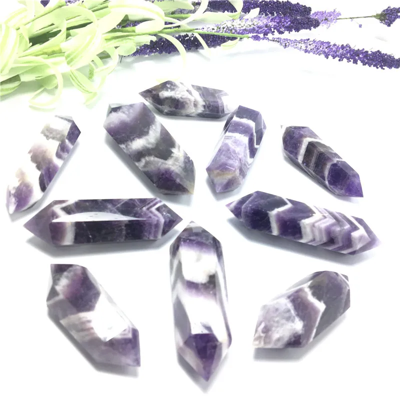 10pcs/lot Natural Dream Amethyst Crystal Quartz Point Double Pointed Mineral Healing Home Decoration
10pcs/lot Natural Dream Amethyst Crystal Quartz Point Double Pointed Mineral Healing Home Decoration